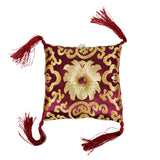 Square Stitched Brocade Cushion(16x4cm) With Tassels Singing Bowl's Cushion