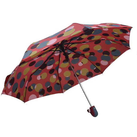 Womens/Ladies colorful Bubble Pattern Strong & Durable Automatic Open folding umbrella-(3617A-Red)