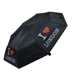 Black Folding Umbrella with "I love London" Print. Light & Easy to Carry -(LON-02)