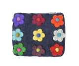 Felt Blue With Flower Attached Coin Purse.