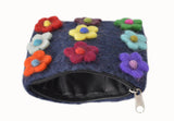 Felt Blue With Flower Attached Coin Purse.