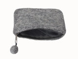 Felt Dark Gray With Flower Attached Coin Purse.