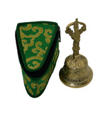 Tibetian Temple Bell With Green Protective pouch.