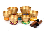 Bermoni Tibetan Set of 7 Meditation Singing Bowl for Healing Prayer,Yoga with Mallet & Cushion (SING-1122SET7)