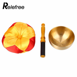 Relefree Tibetan Bell Metal Buddhism Singing Bowl Buddhist Meditation Healing Relaxation With Cushion