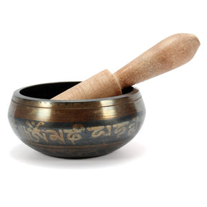 Buddhism Brass Yoga Tibetan Alms Singing Bowl Wooden Hand Hammered Chakra Buddhist Meditation Home Decoration Ornaments